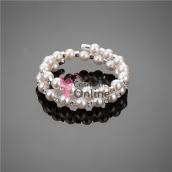 Bratara eleganta de mana BRM004AA Argintie cu cristale si perle